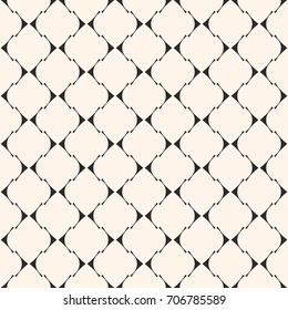 Art deco vector seamless pattern. Elegant geometric texture with thin curved lines, mesh, lattice. Subtle abstract monochrome background, repeat tiles. Design element for home decor, textile, fabric