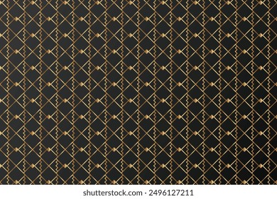 Art Deco Vector Seamless Patterns Golden Line. Classic Geometric Gold Ornaments on Black Background. Best for Textile, Home Decor, Wallpapers, Wrapping Paper, Package and Web Design.