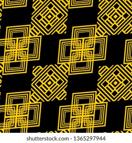 Art Deco Vector textured background. Abstract seamless pattern of a plurality stylized elements yellow black