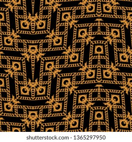 Art Deco Vector textured background. Abstract seamless pattern of a plurality stylized elements black orange