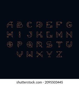 Art deco vintage alphabet. Gatsby style outline font.