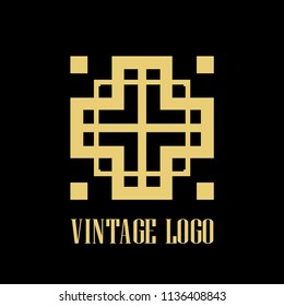 art deco vintage badge logo design vector illustration