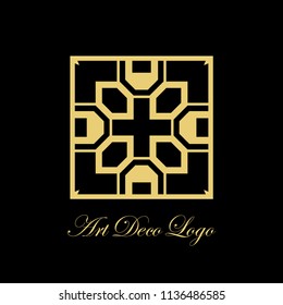 art deco vintage badge logo design vector illustration