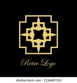 art deco vintage badge logo design vector illustration