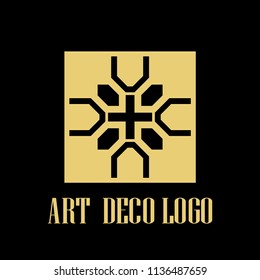 art deco vintage badge logo design vector illustration