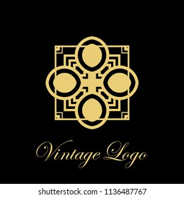 art deco vintage badge logo design vector illustration