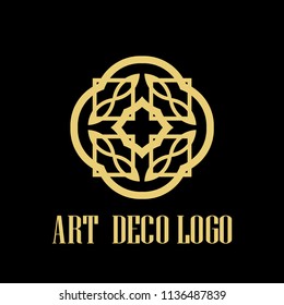 art deco vintage badge logo design vector illustration