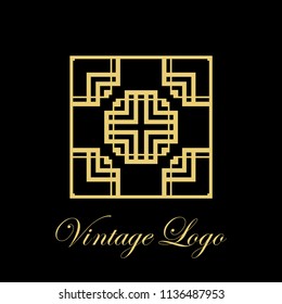 art deco vintage badge logo design vector illustration