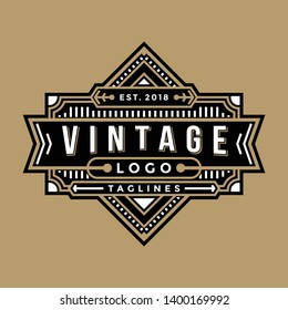 art deco vintage badge logo design inspiration vector illustration - Vector