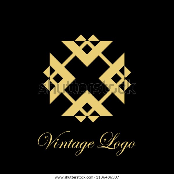 art\
deco vintage badge logo design vector\
illustration