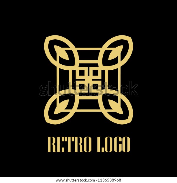 art\
deco vintage badge logo design vector\
illustration