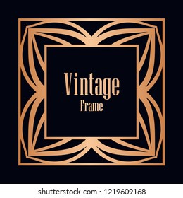 Art deco vintage border, frame. Retro design vector illustration