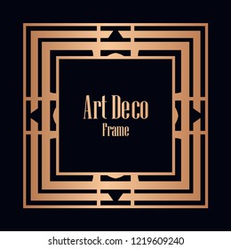 Art deco vintage border, frame. Retro design vector illustration