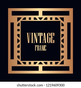 Art deco vintage border, frame. Retro design vector illustration