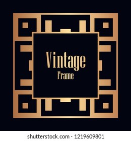 Art deco vintage border, frame. Retro design vector illustration