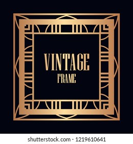 Art deco vintage border, frame. Retro design vector illustration