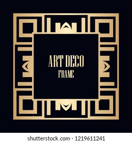 Art deco vintage border, frame. Retro design vector illustration