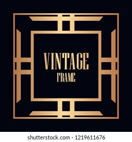 Art deco vintage border, frame. Retro design vector illustration