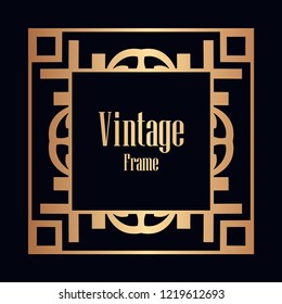Art deco vintage border, frame. Retro design vector illustration