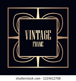Art deco vintage border, frame. Retro design vector illustration