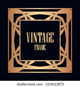 Art deco vintage border, frame. Retro design vector illustration