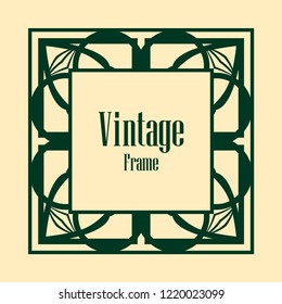 Art deco vintage border, frame. Retro design vector illustration