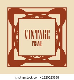 Art deco vintage border, frame. Retro design vector illustration