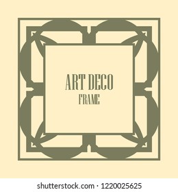 Art deco vintage border, frame. Retro design vector illustration