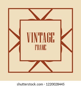 Art deco vintage border, frame. Retro design vector illustration