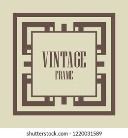 Art deco vintage border, frame. Retro design vector illustration