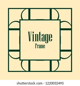 Art deco vintage border, frame. Retro design vector illustration