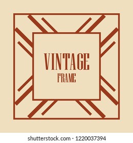 Art deco vintage border, frame. Retro design vector illustration