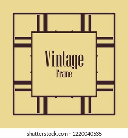 Art deco vintage border, frame. Retro design vector illustration