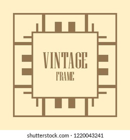 Art deco vintage border, frame. Retro design vector illustration