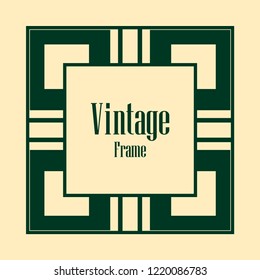 Art deco vintage border, frame. Retro design vector illustration