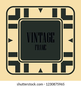 Art deco vintage border, frame. Retro design vector illustration