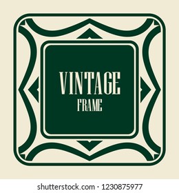 Art deco vintage border, frame. Retro design vector illustration