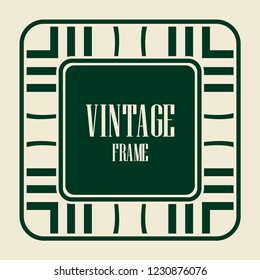 Art deco vintage border, frame. Retro design vector illustration