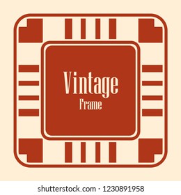 Art deco vintage border, frame. Retro design vector illustration