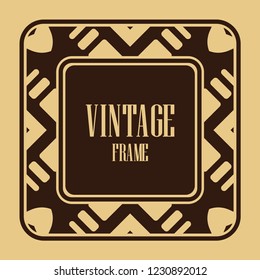 Art deco vintage border, frame. Retro design vector illustration