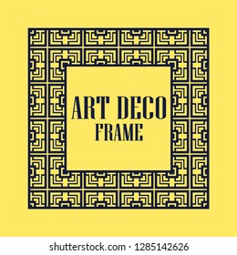 Art deco vintage border frame. Retro design template. Vector illustration