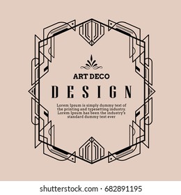 art deco vintage border retro design template vector  illustration