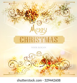 Art deco vintage christmas design of retro flourishes frames. Vector