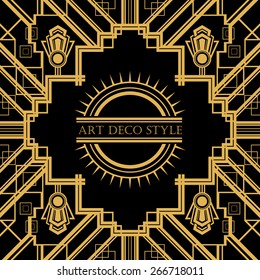 Art Deco vintage decorative frame. Retro card design vector template