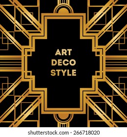 Art Deco vintage decorative frame. Retro card design vector template