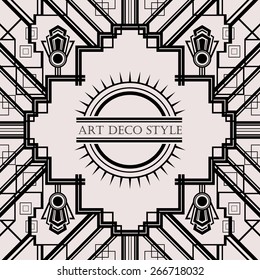 Art Deco vintage decorative frame. Retro card design vector template