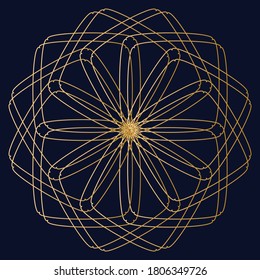 Art Deco Vintage Design Elements in gold with dark blue background