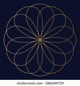 Art Deco Vintage Design Elements in gold with dark blue background