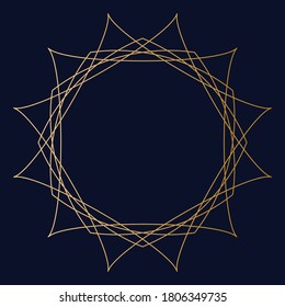Art Deco Vintage Design Elements in gold with dark blue background