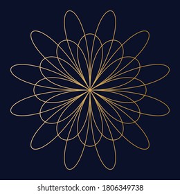 Art Deco Vintage Design Elements in gold with dark blue background